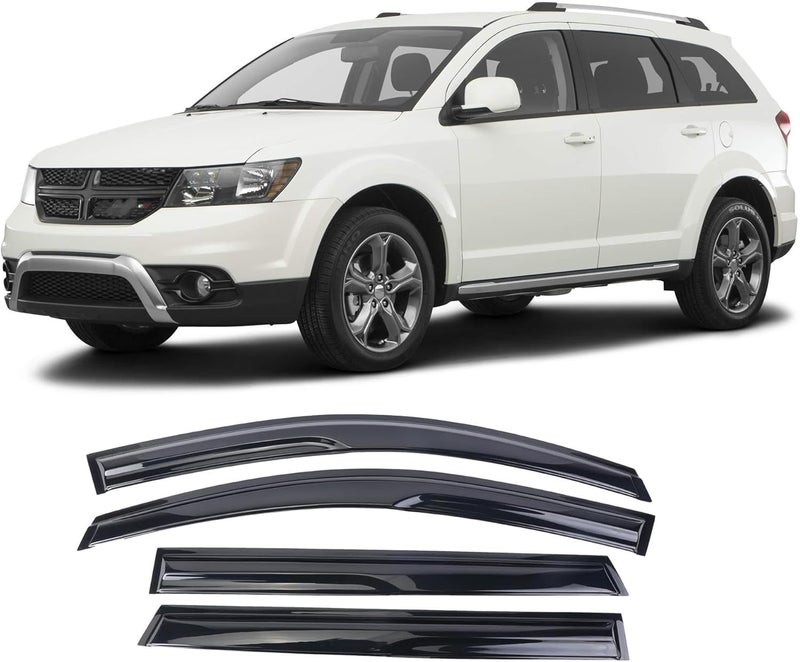 WONSABON Tape-On Window Visors Deflectors Rain Guards 4 Piece Set ‎Compatible with 2008-2016 Dodge Journey 94072 - Image 1